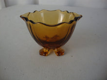Load image into Gallery viewer, Vintage Amber Glass Four Footed Individual Salt Cellar