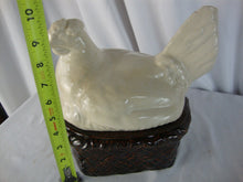 Load image into Gallery viewer, Vintage Ceramic Country Cream Hen on Brown Woven Look Base