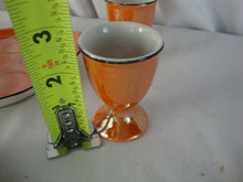 Load image into Gallery viewer, Vintage Breakfast Orange Luster 6 Egg Cup Set with Salt Cellar and Matching Tray