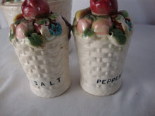 Load image into Gallery viewer, Vintage Tilso Japan Ceramic Fruit Basket Grease and Salt Pepper Shakers Table Set