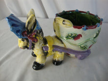 Load image into Gallery viewer, Vintage Japan Ceramic Donkey with Cart Small Planter