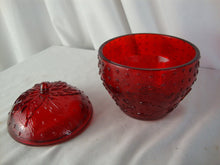 Load image into Gallery viewer, Vintage Longaberger Collectors Club Red Glass Strawberry Jam Jar with Lid