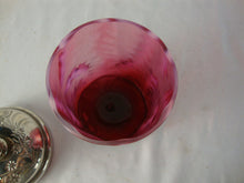 Load image into Gallery viewer, Vintage Fenton Fern Cranberry Glass Pickle Jar with Engraved Floral Metal Lid