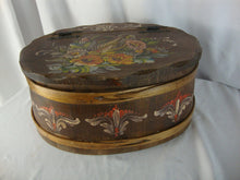 Load image into Gallery viewer, Vintage Handpainted Oval Wood Flip Top Storage Box