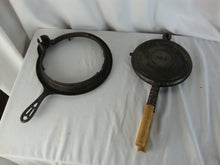 Load image into Gallery viewer, Vintage Griswold #8 New American No Logo Low Base Cast Iron Waffle Maker with Wood Handles & Holder