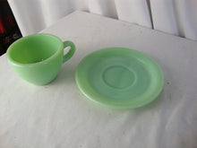 Load image into Gallery viewer, Vintage Fire King Jadeite C Handle Restaurant are Mug and Saucer Set