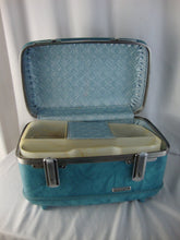 Load image into Gallery viewer, Vintage American Tourister Blue Marble Makeup Train Travel Case