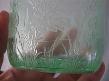Load image into Gallery viewer, Vintage US Glass Vaseline Strawberry Motif Open Sugar Bowl