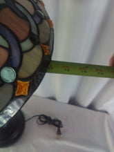 Load image into Gallery viewer, Tiffany Style Stained Glass Lamp, Blue & Gray Rings