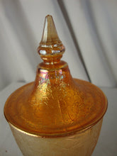 Load image into Gallery viewer, Vintage Imperial Glass Marigold Carnival Crackled Candy Dish with Lid