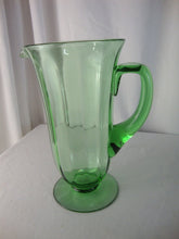 Load image into Gallery viewer, Vintage Fostoria Vaseline Glass Tall Footed Pitcher