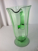 Load image into Gallery viewer, Vintage Fostoria Vaseline Glass Tall Footed Pitcher