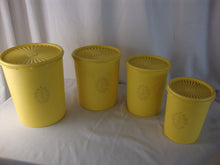 Load image into Gallery viewer, Vintage Tupperware Lemon Yellow Nesting Canister Set 4 Piece