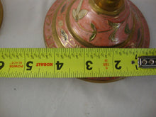Load image into Gallery viewer, Vintage Pink Floral Cloisonne Brass Candlestick Set of 2