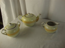 Load image into Gallery viewer, Vintage Japan Handpainted Teapot Creamer Sugar Set Bird over Marsh Motif