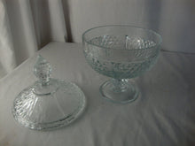Load image into Gallery viewer, Vintage Pasabahce Turkey Clear Glass Diamond Point Footed Candy Dish with Dome Lid