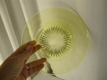 Load image into Gallery viewer, Vintage Fostoria Canary Yellow Vaseline Glass Sunburst Salad Plate Set of 2
