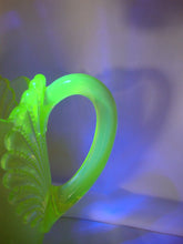 Load image into Gallery viewer, Vintage Mosser Glass Uranium Glass Shell Footed Pitcher