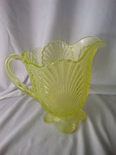 Load image into Gallery viewer, Vintage Mosser Glass Uranium Glass Shell Footed Pitcher