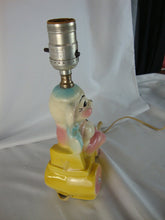 Load image into Gallery viewer, Vintage Pastel Circus Bear on Bicycle Childrens Electric Lamp