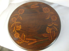 Load image into Gallery viewer, Vintage Dark Wood Flower Cattail Motif Lazy Susan Turntable