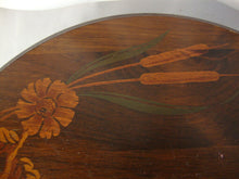 Load image into Gallery viewer, Vintage Dark Wood Flower Cattail Motif Lazy Susan Turntable
