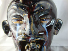 Load image into Gallery viewer, Marvin Bailey Folk Art Signed Dark Brown Crying Eyes With Mini Face Jug in Mouth Ugly Face Jug