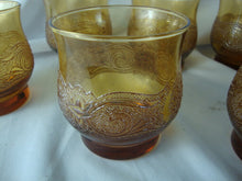 Load image into Gallery viewer, Vintage Libbey Americana Amber Rocks Juice Glasses 9.5 Ounce Set of 8 NIB