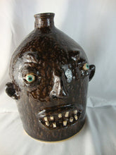 Load image into Gallery viewer, Marvin Bailey SC Folk Art Potter Dark Brown Alkaline Glaze 10 Tooth Ugly Face Jug
