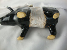 Load image into Gallery viewer, Lynn Bailey SC Folk Art Potter Black White Pig with Chicken Pink Pig on Back Animal Stack Figure