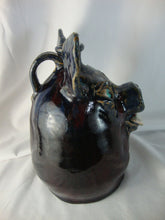 Load image into Gallery viewer, Marvin Bailey Brown Blue with Blue Beady Eye Pig with White Tongue 8" Face Jug