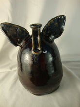 Load image into Gallery viewer, Marvin Bailey Brown Blue with Blue Beady Eye Pig with White Tongue 8" Face Jug