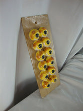 Load image into Gallery viewer, Vintage Ceramic Macrame Animal Eyes Yellow Black Eye Medium Set of 6 NIB