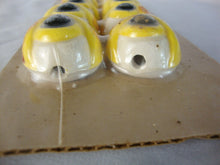 Load image into Gallery viewer, Vintage Ceramic Macrame Animal Eyes Yellow Black Eye Medium Set of 6 NIB