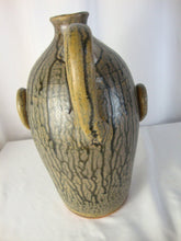 Load image into Gallery viewer, Billy Joe Craven GA Folk Art Pottery Green Streaked Mustache Man Ugly Face Jug