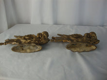 Load image into Gallery viewer, Vintage Brass Flying Angels Candleholders Set of 2