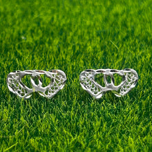 Load image into Gallery viewer, Earrings, Sterling Silver, Double Diamond Cut Hearts