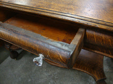 Load image into Gallery viewer, Antique Tiger Oak One Drawer Library Table with Spindle Fluted Legs