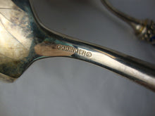 Load image into Gallery viewer, Vintage Godinger Cobalt Blue Glass with Metal Filigree Overlay Serving Spoon and Fork Set
