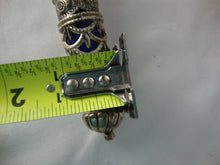 Load image into Gallery viewer, Vintage Godinger Cobalt Blue Glass with Metal Filigree Overlay Serving Spoon and Fork Set