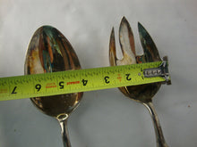 Load image into Gallery viewer, Vintage Godinger Cobalt Blue Glass with Metal Filigree Overlay Serving Spoon and Fork Set