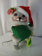 Load image into Gallery viewer, Vintage Annalee Mobilitee Dolls Santa Mouse 7760 with Green Toy Bag 13"