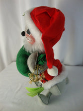 Load image into Gallery viewer, Vintage Annalee Mobilitee Dolls Santa Mouse 7760 with Green Toy Bag 13"