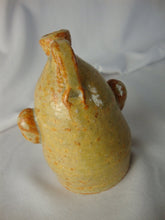 Load image into Gallery viewer, Marvin Bailey Folk Art Potter Tan Orange Beady Eye Mini 3 Tooth Ugly Face Jug