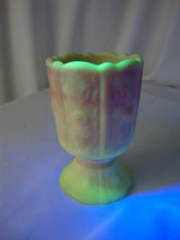 Load image into Gallery viewer, Vintage Fenton Flower Leaf Burmese Satin Glass Footed Toothpick Holder