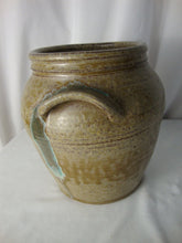 Load image into Gallery viewer, Patton Signed Folk Art Pottery Putty Pottery Crock with Double Handles Blue Crab Outline on Front