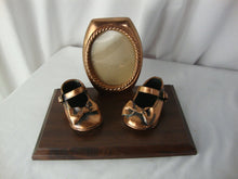 Load image into Gallery viewer, Vintage Bronze Baby Girl Shoes With Picture Frame