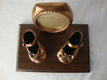 Load image into Gallery viewer, Vintage Bronze Baby Girl Shoes With Picture Frame