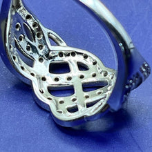 Load image into Gallery viewer, Ring, Sterling Silver, Onyx and CZ Ribbons, Size