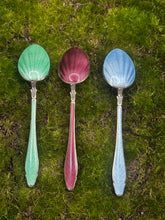 Load image into Gallery viewer, Spoon Set, Set of Six, Sterling Silver with Guilloche Enamel, Demitasse, Hestenes Norway